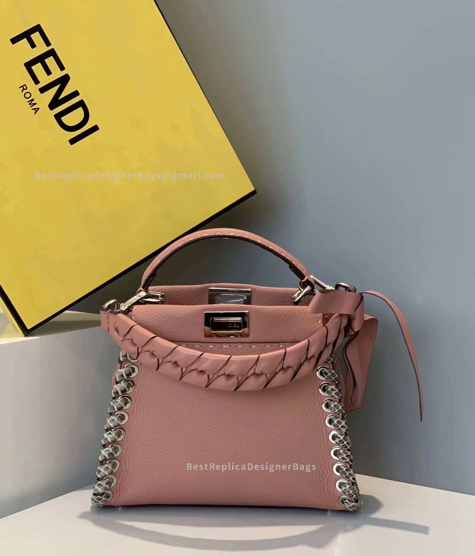 Fendi Peekaboo Iconic Mini Pink Leather Bag 3106S